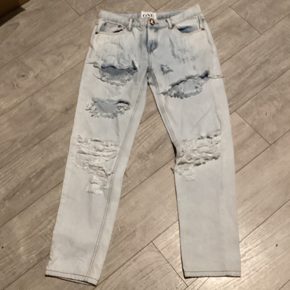 ONE by One Teaspoon Light Blue Distressed Skinny Jeans Awesome Baggies